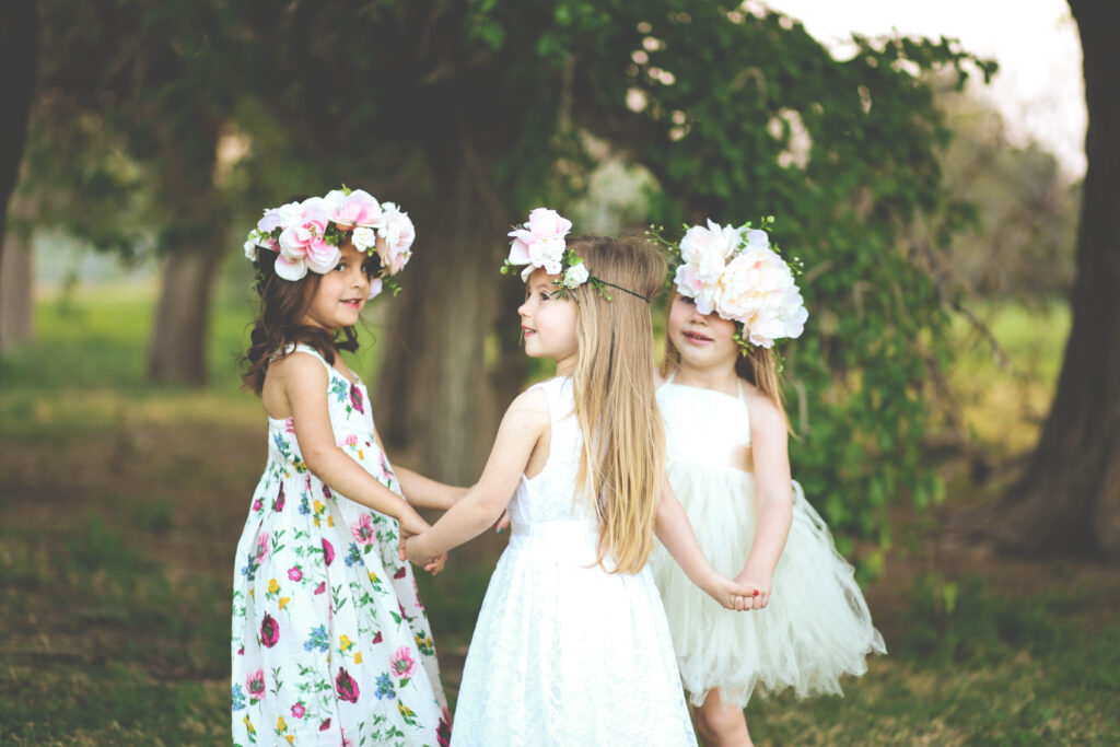 Children playing outside at a beautiful Texas wedding venue